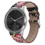 TenCloud Replacement Bands Compatible with Garmin Vivoactive 3/Vivoactive 3 Music Strap Quick Release 20mm Leather Printing Wristband Strap Bracelet (Pink flower)