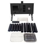 Outbacker Firebox Range Oven Portable Tent Stove & Complete 2.66m Flue Kit – 3.5kW Wood Burner with Glass Door, Lightweight 20.5kg | Stove Kit Only