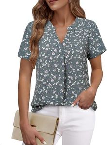 Timeson Women's Dressy Blouses: Ladies Professional Attire Dress Shirts - Business Casual Work Outfits Summer Fashion 2024 Floral Chiffon Tunics Office Polyester Tops Multi-green XX-Large
