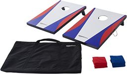 Amazon Basics - Cornhole Carrying Case Set with 2 Boards, 8 Bean Bags, and Travel Case, Blue, Red