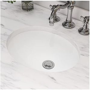 MEJE 16.5"x13" Undermount Oval Bathroom Sink, Porcelain Ceramic White Vanity Top Sink with Overflow