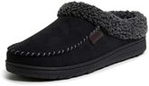 Dearfoams Men's Microfiber Suede Clog with Whipstitch Slipper, Black, Large