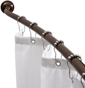Home Basics Wall Mounted Curved Shower Rod Extendable/Adjustable 42” to 72” Length for Customized Fit, Non Rust, Hardware Included, Adds Up to 5 Inches of Shower Space Bronze