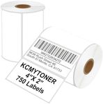 KCMYTONER 2 Rolls (750 Labels/Roll) 4'' x 2'' Direct Thermal Labels, Perforated Barcode Shipping Address Labels, Compatible for Zebra Rollo and Eltron Thermal Label Printers, White