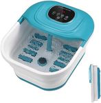 Collapsible Foot Spa Bath with Heat, Temperature Control and Timer Settings, Foot Soak Tub with Bubbles, Pumice Stone and Massage Roller, Pedicure Foot Spa for Soothe & Relax Tired Feet