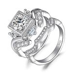 JewelryPalace Vintage Celtic Claddagh 1ct Cubic Zirconia Engagement Rings for Her, Heart 925 Sterling Silver Promise Ring for Women, 3 Stone Love Crown Anniversary Wedding Band Ring Bridal Sets N