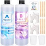 IModeur Clear Epoxy Resin - 2L/68oz Self-Leveling Crystal Epoxy Resin - No Yellowing No Bubble UV Resistant Art Resin Casting Resin for Art Crafts, Jewelry Making, Resin Molds (34oz x 2)