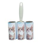 House of Quirk Lint Rollers Brush Reusable Sticky Picker Cleaner Roller Easy-Tear Sheets Pet Hair Lint Roller 10cm Sheet Set of 3 Rolls 180 Sheets, 60 Sheets Each roll - Brown Cat