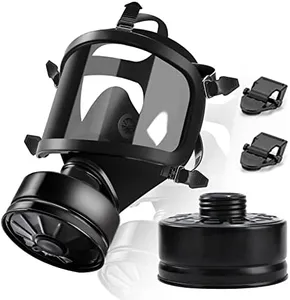 SupMusk Gas Mask, Full Face Gas Mask Survival Nuclear and Chemical with Standard 40mm Activated Carbon Filter, Tactical Reusable Respirator Mask for Gases Vapors Chemicals Spray Painting Grinding Dust