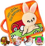 Premium Soft Baby Book First Year, Cloth Book Bunny with Crinkly Sounds, Fun Interactive Toy, Fabric Book for Babies & Infant 1 Year Old (Boy, Girl), Cute, Touch and Feel Activity (Orange)