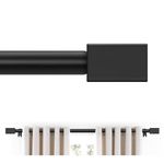 JRZOO Black Curtain Rods for Windows 48 to 84 Inch(4-7FT),5/8 Inch Adjustable Curtain Rod,Modern Cuboid Single Window Curtains Rods,Drapery Rods with Brackets,Small Curtain Rod Set 36-88",Matte Black