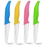Yedcxup Paring Knife Set 4 - Fruit Vegetable Paring Knives Large Sturdy Handle Stainless Steel Sharp Blades Paring Knife Quick Cutting Small Kitchen Knife, 4 inch (Multicolour)
