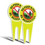 Faittoo No Dog Poop Yard Signs, 2 Pack 12 x 6 Inches Aluminum No Poop No Pee Dog Signs for Yard, Be Respectful Sign for Outdoor Use, Weather/Fade Resistant, Easy to Mount (Yellow)