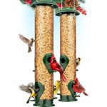 Gray Bunny Metal Bird Feeders for Outdoors Hanging, 4-Port, Premium Grade Metal Tube Bird Feeder, 2-Pack, Chew-Proof and Rust-Proof, 15 Inches