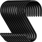 CRAFTYKART Heavy Duty S Hooks Black S Shaped Hooks Hanging Hangers Hooks for Kitchen, Bathroom, Bedroom and Office: Pan, Pot, Coat, Bag, Plants(10 Pack/S Hook/Black/2.4 inch) (20 Hooks)