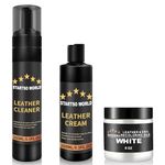 STARTSO WORLD Leather Restoration Kit | Includes Leather Recoloring Balm, Leather Cleaner, Protection Cream, Sponge & Cloth | Restores & Repairs (White)