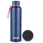 Pexpo Bravo ISI Certified Stainless Steel Water Bottle 1 LTR Hot & Cold Thermos Water Bottle | Insulated Water Bottle | Flask | Leakproof | Ideal for Home, Office, Gym, Outings - Denim Blue