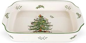 Spode Christmas Tree Large Rectangular Handled Dish, Deep Baking Pan (15" x 11") - Dishwasher Safe, Festive Tableware for Holiday Entertaining, Christmas Serveware & Seasonal Platters