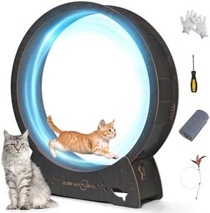 JubiNatural Cat Exercise Wheel, 50" Cat Running Wheel for Indoor Cats with Locking Mechanism, Cats Treadmill Wheels with Quiet Carpeted Runway, Cat's Weight Loss and Health - Black