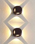 Groeien (Pack of 2) 16 Watts LED Square Shape Outdoor Exterior Wall Four Way Left Right UP Down Light (Warm White,Aluminium)