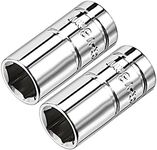 uxcell 2 Pcs 1/4-Inch Drive 8mm 6-Point Shallow Socket, Metric, Cr-V