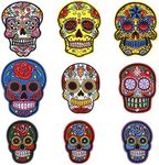 eMagTech 9PCS Skull Patches Embroidered Sewing Iron-on Applique Punk Rock Badge for Clothing Hat Backpack Jeans Repairing DIY Decoration Accessories 9 Styles