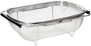 Premier Housewares Kitchen Sink Strainer Wire Mesh Over Sink Colander Rice Strainer Sink Strainer Basket Large Sieve Dimensions (H x W x D): 11 x 30 x 19 cm, Silver