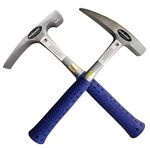 Rocksmins Geology Geological Hammer Blue Chisel & Pointed Set Both (2 Pcs) Imported 900-925gm Approx 12" each with Shock Proof Rubber Grip Handle Geologist Metal Finish for Geologists Mining Brick