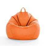 Lukery Bean Bag Chair Bean Bag Cover (No Filler), Solid Color Beanbag Chair, Adults Kids Beanbag Lazy Sofa, Stuffed Animal Storage Bean Bags (80x90cm,Orange)