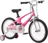 TRIOBLADE Kids Bike 14 16 18 Inch Blue & Pink Children Bicycle Gift for Boys Girls Ages 2-9 Years with Stabilizers, Bell and Double Brakes Freestyle Children Bike (Pink, 16")