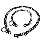 Solid Black Metal Biker Punk Wallet Chain Long Keychain Pants Chain (thin style 40cm)