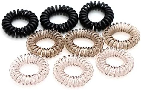 Spiral Hair Ties, Plastic Coil Hair Ties, Invisible Hair Tie, Phone Cord Hair Ties for Women/Girls, Ponytail Hair Coils No Crease, 9 Pack