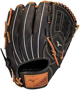 Mizuno boys 12" Ball Glove, Black/Brown Arched Tartan Web, 1200 US