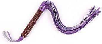 Fun SM Purple Leather Whip For Men And Women Brown Tassel Handle Leather Whip