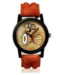 Maa Creation Analogue Multicolour Damru Dial Leather Strap Men's Watch