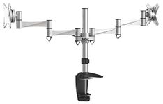 QualGear QG-DM-02-016 3 Way Articulating Dual Desk Mount for 13-27-Inch Flatpanel Monitors, Silver