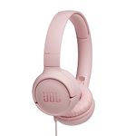 JBL T500 Over-Ear Lightweight Foldable Headphones with Pure Bass Sound, 1-Button Remote with Built-In Microphone, Pink