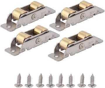 Sliding Patio Door Roller Assembly, Set of 4 Sliding Glass Door Rollers, Gliding Door Tandem Roller Assembly, Heavy Duty Copper Ball Wheel, Glass Door Replacement Parts for Screen (Flat Wheel)