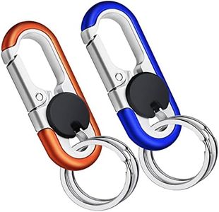 XAMEHA 2 PCS Men’s Car Keychains, Personalized Car Keychain for Men Women, Heavy Duty Metal Anti-Loss Key Chain Clips and Rings，Llaveros de Hombre., Blue,orange(colour)