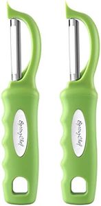 Spring Chef Professional Green Swivel Vegetable Peeler Set of 2, Stainless Steel Potato Peeler for Kitchen with Soft Grip Handle, Dishwasher Safe Carrot Peeler, Perfect for Veggie, Fruit, Apple, Mango