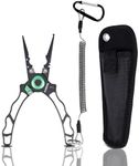 YUMEOWL Lockable Fishing Pliers & Hook Removers with Tungsten Steel Cutters, Non-Stick Coating, Ergonomic Handle and Lost Rope,Sheath - Lightweight, Multi-Function Fishing Gear, Dark Gray 6.6" 3.8 oz