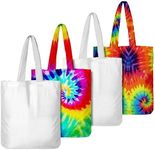 Vodolo White Bags for Tie Dye(4 PCS),Tie Dye Kits for Adults Kids Women Large Groups,Cotton Tote Bags Items Things to Tie Dye Party Supplies