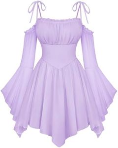 Womens Renaissance Fairy Dress A Line Boho Corset Dress Light Purple M