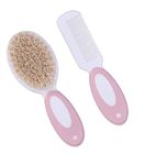 CHILDCHIC 1 Set of Baby Goat Hair Brush and Comb, Natural Soft Bristles for Grooming Hair Care Products Newborns and Toddlers, Infants, Kids Children Tender Scalp Relaxation (Pink_1)