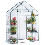 SG Traders Greenhouse with PVC Cover Cold Frame for Garden, Walk in Greenhouse Ideal for Outdoor, Mini Greenhouse Ideal for Backyard Space Small Greenhouse with 6 Shelves meet your gardening needs