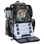 Sougayilang Fishing Tackle Backpack Waterproof Tackle Bag Storage with 4 Trays Tackle Box and Protective Rain Cover for Camping Hiking - Camouflage