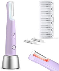 BNU Dermaplane Razor for Women Face, Dermaplaning Tool for Face with Red Light Skin Support & LED Light, Sonic Facial Hair Removal & Exfoliation, 3 Speeds, 10 Blades & 2 Polishing Heads (Lilac)