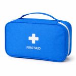 Sumiko First Aid Kit Bag | Medicine Storage Box | Multi-Utility With Handle | Portable & Spacious Emergency Kit Organizer With Mesh Pouch & Elastic Loops | Perfect For Travel Camping Home Gift (Blue)