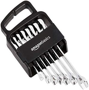 Amazon Basics Ratcheting Combination Wrench Set - Metric, 7-Piece