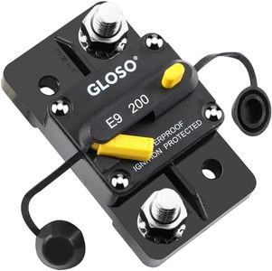 GLOSO 200A Breaker Extended Surface Mount 3/8" Diagonal Stud Waterproof IP67 Marine RV Truck Hi-Amp Circuit Breaker (200A)
